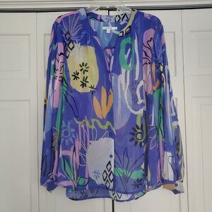 Chico’s Surreal Pleated Sleeve Blouse Size 16